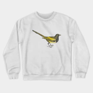 Cute Yellow Vintage Bird Illustration with Yellow watercolour Background Crewneck Sweatshirt